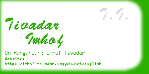 tivadar imhof business card